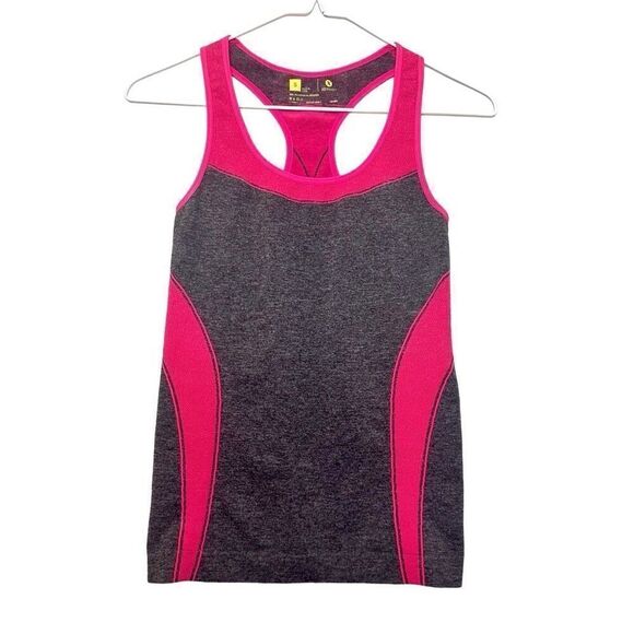 Xersion Scoop Neck Racerback Colorblock Heather Workout Tank Top Pink Gray Small - Picture 1 of 4